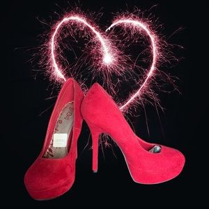 Luxury Brash Suede Red Shoes Stiletto Shoes Size 7